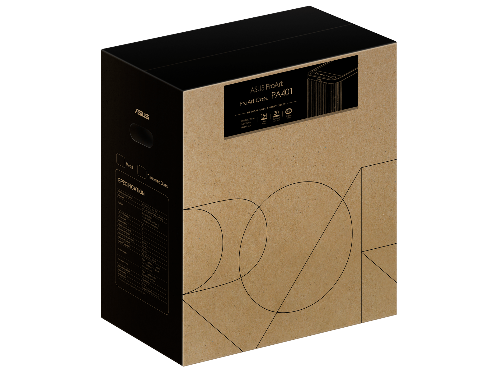 ASUS PROART PA401 Wood Metal - Gehäuse - Miditower - Schwarz