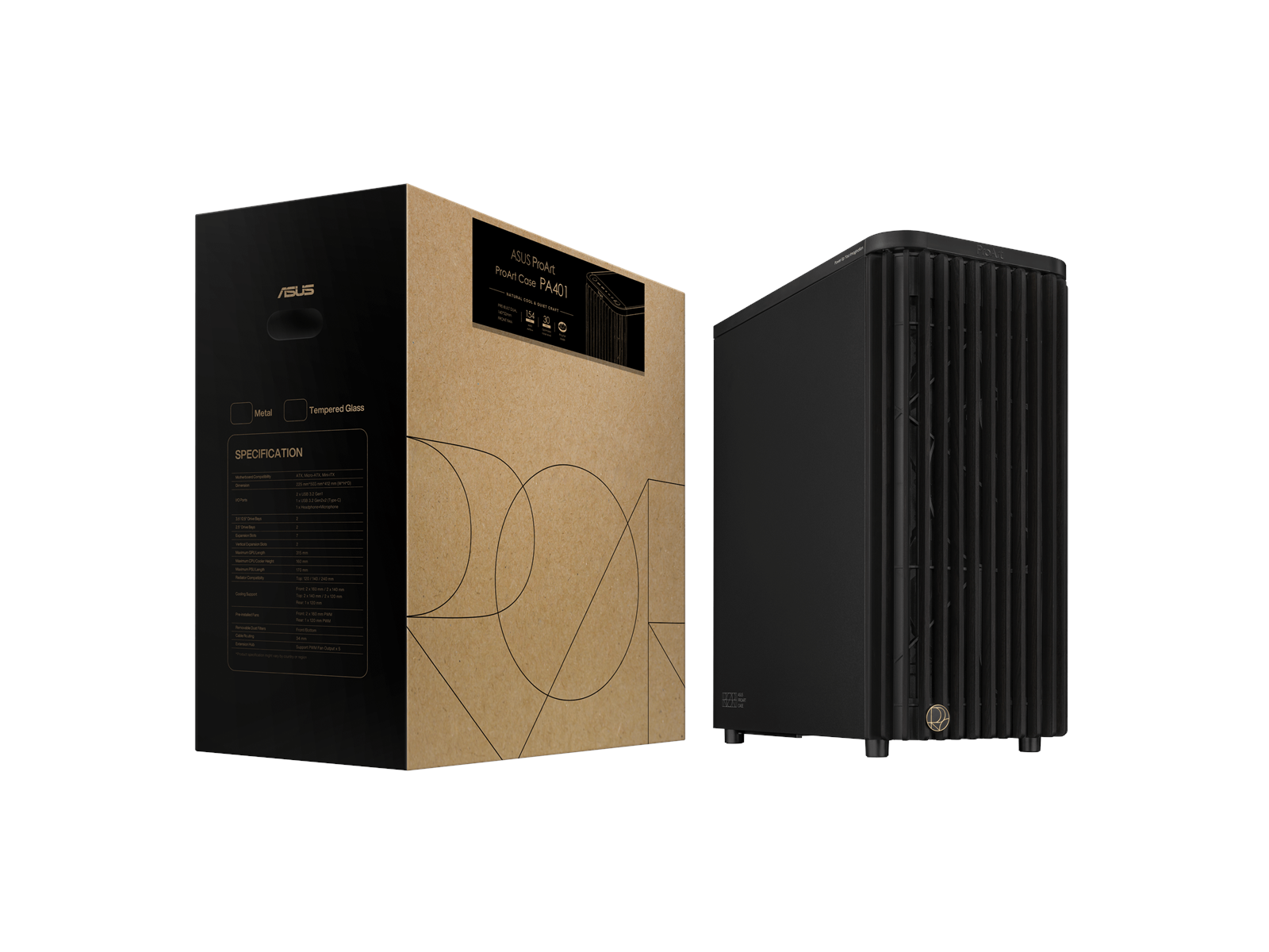 ASUS PROART PA401 Wood Metal - Gehäuse - Miditower - Schwarz