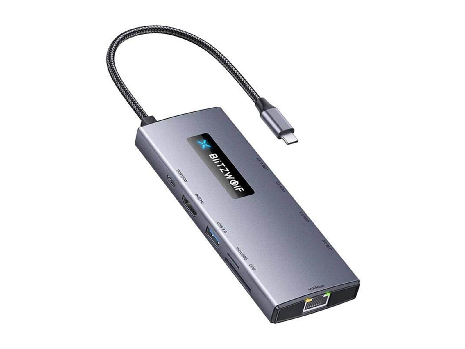 BlitzWolf Adapter 10in1 HUB BW-NEW TH8 USB-Hubs - USB 3.0 - 10 - Grau