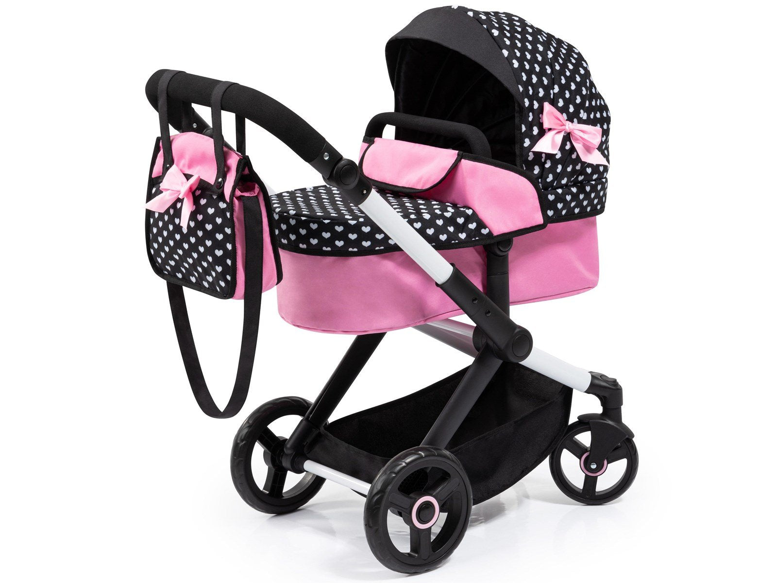 Bayer Design Doll's Pram Xeo Mega Set - Black/Pink