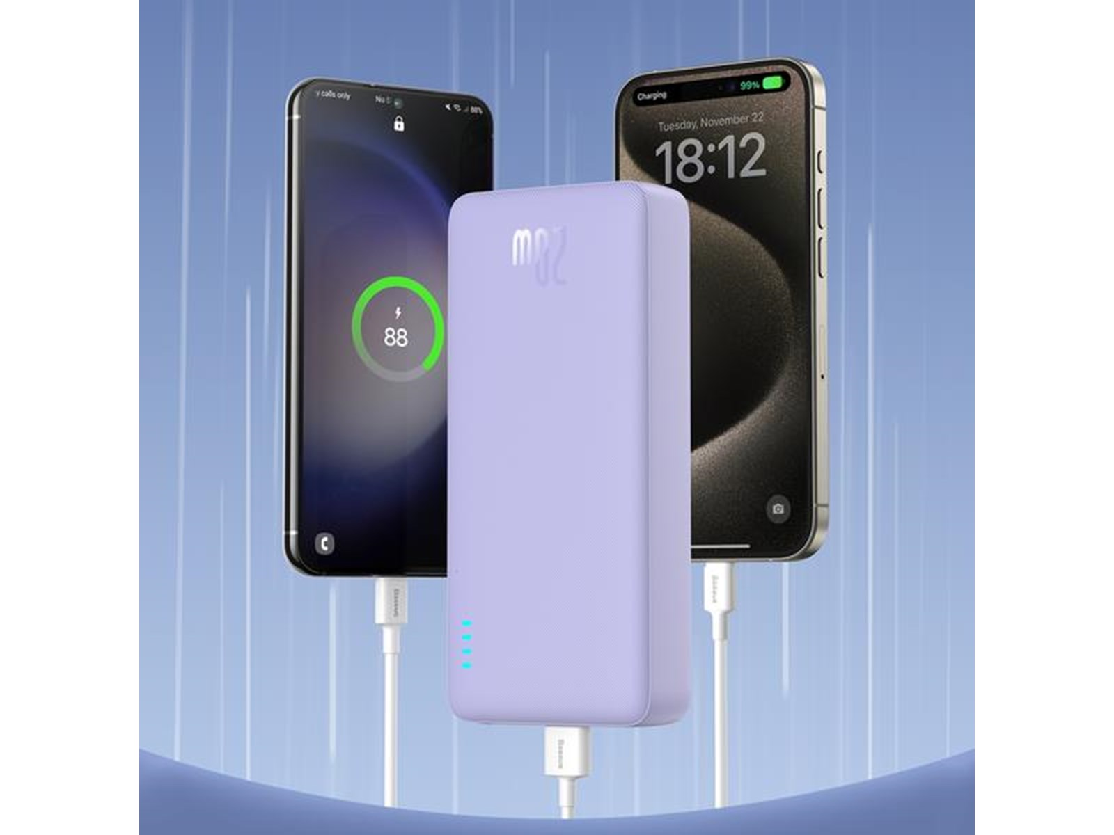 Baseus Airpow 20000mAh 20W powerbank (purple) Powerbank (Akku) - Purple - 20000 mAh