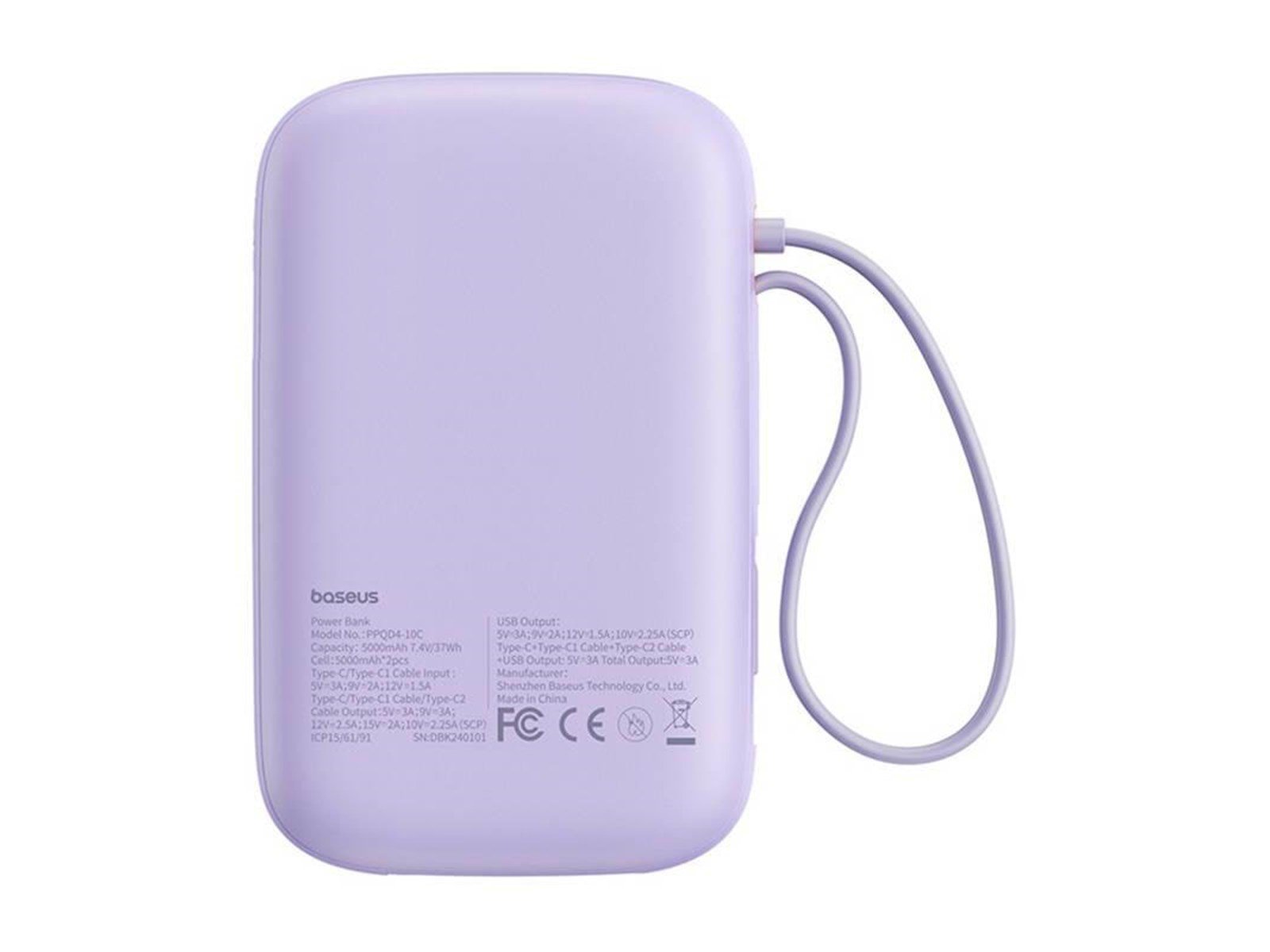 Baseus QPow 2 10000mAh 30W 2xUSB-C powerbank (purple) Powerbank (Akku) - Purple - 10000 mAh