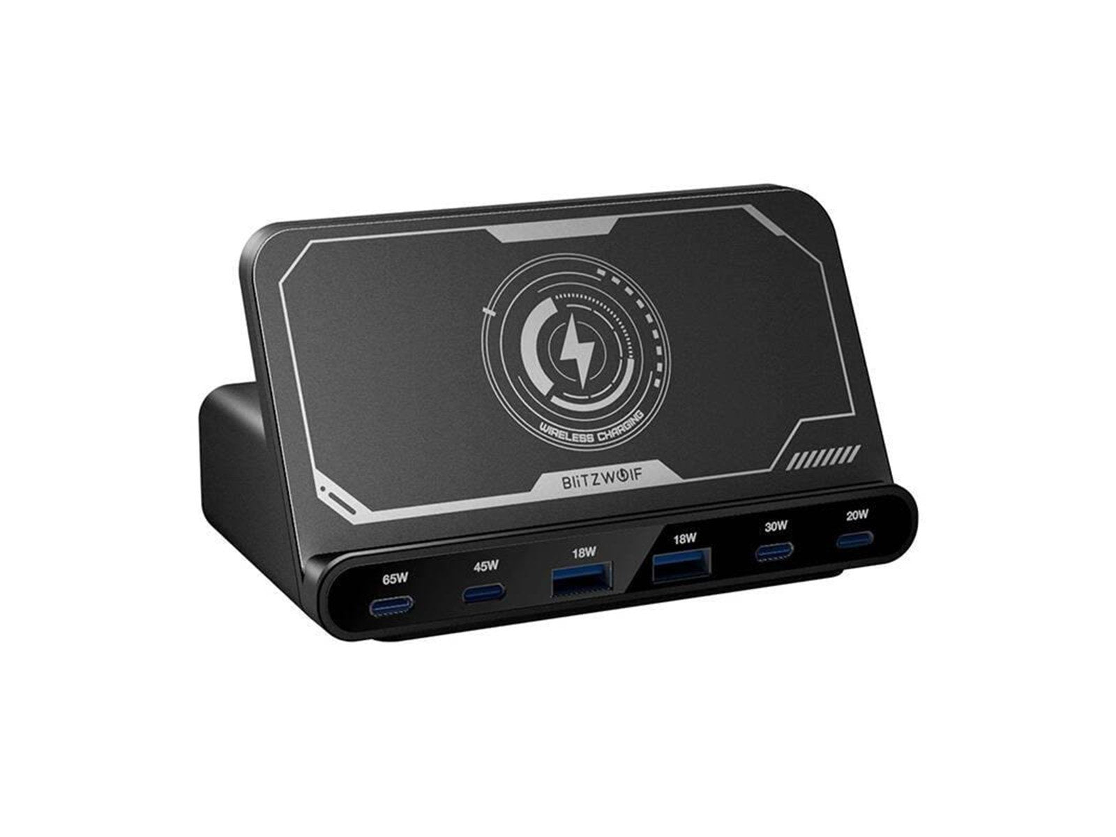 BlitzWolf BW-S27 160W 2xUSB-A 4xUSB-C 15W wireless charger (black)