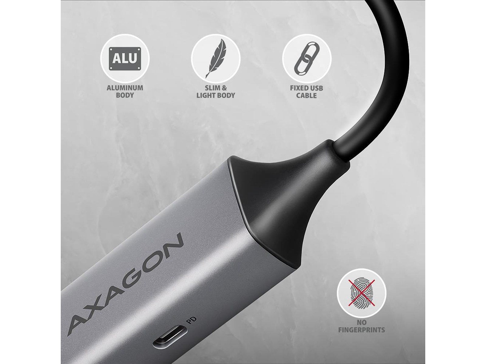 AXAGON ADE-TXPD USB-C Gigabit Ethernet Adapter Power Delivery 100W