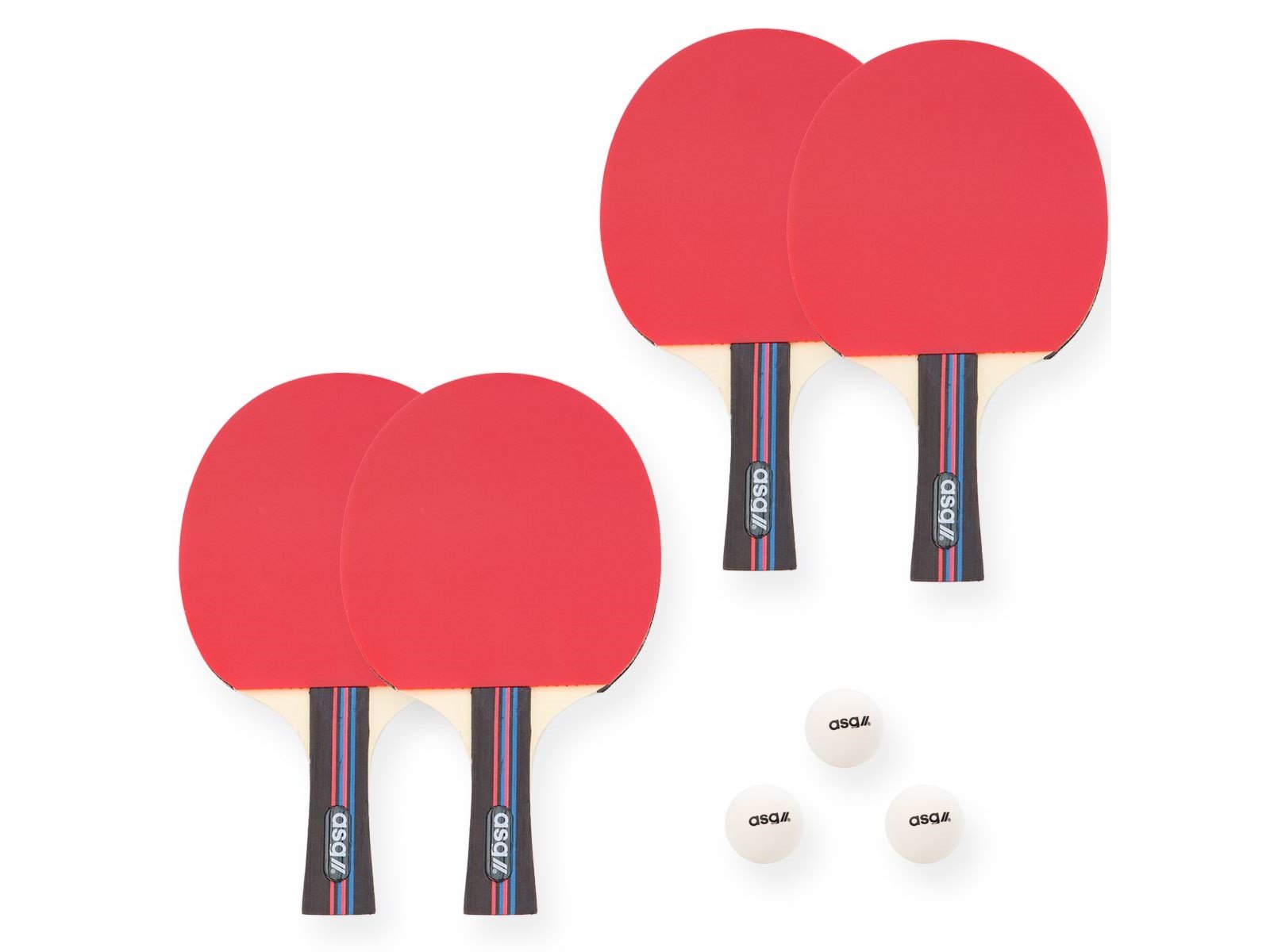 ASG 4 personers Bordtennis Sæt - 4 bats og 3 bolde