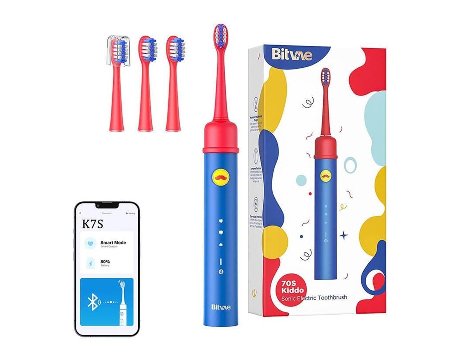 Bitvae Elektrische Zahnbürste Sonic toothbrush for kids with app and tip set BVK7S (blue)