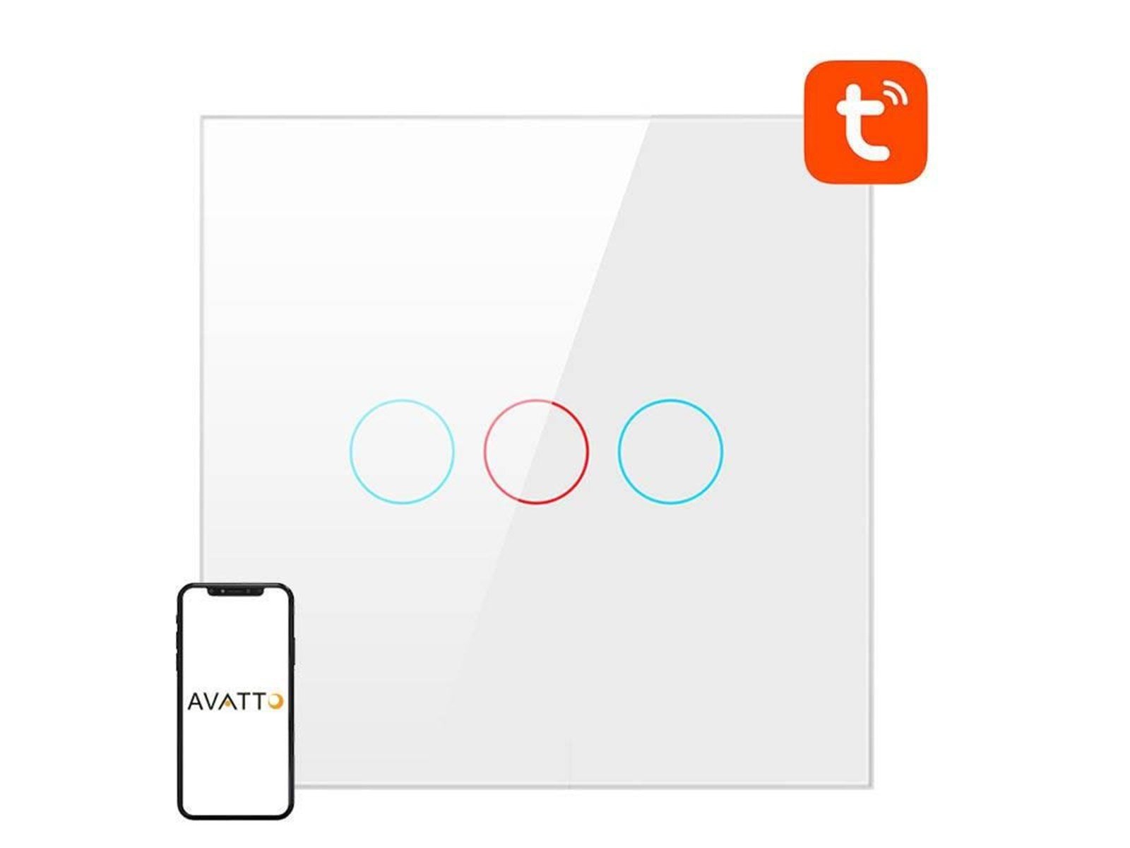 Avatto Smart Light Switch WiFi TS02-EU-W3 3 Way TUYA (white)