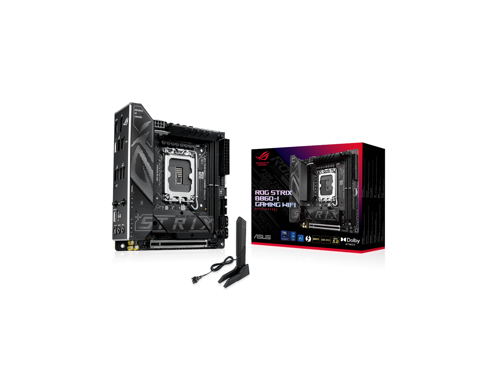 ASUS ROG STRIX B860-I GAMING WIFI Mainboard - Intel B860 - Intel LGA1851 socket - DDR5 RAM - Mini-ITX