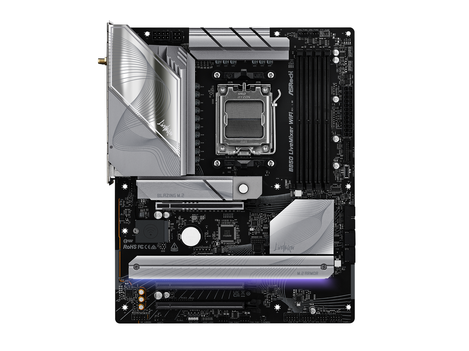 ASRock B850 LiveMixer WiFi Mainboard - AMD B850 - AMD AM5 socket - DDR5 RAM - ATX