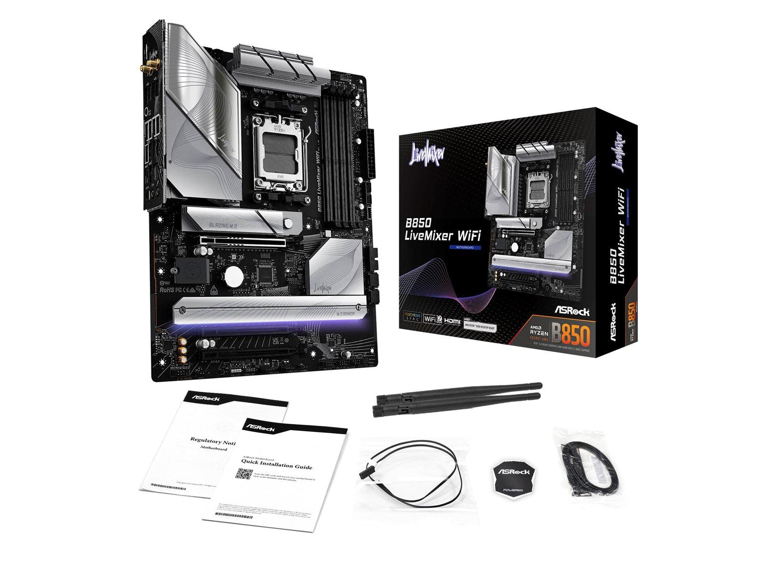 ASRock B850 LiveMixer WiFi Mainboard - AMD B850 - AMD AM5 socket - DDR5 RAM - ATX