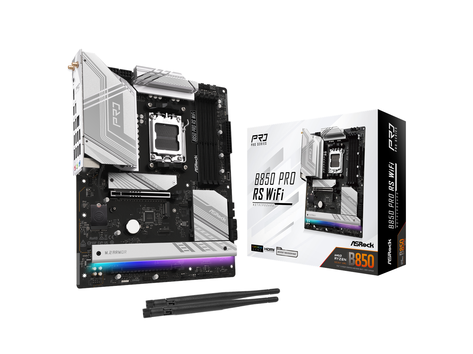 ASRock B850 Pro RS WiFi Mainboard - AMD B850 - AMD AM5 socket - DDR5 RAM - ATX