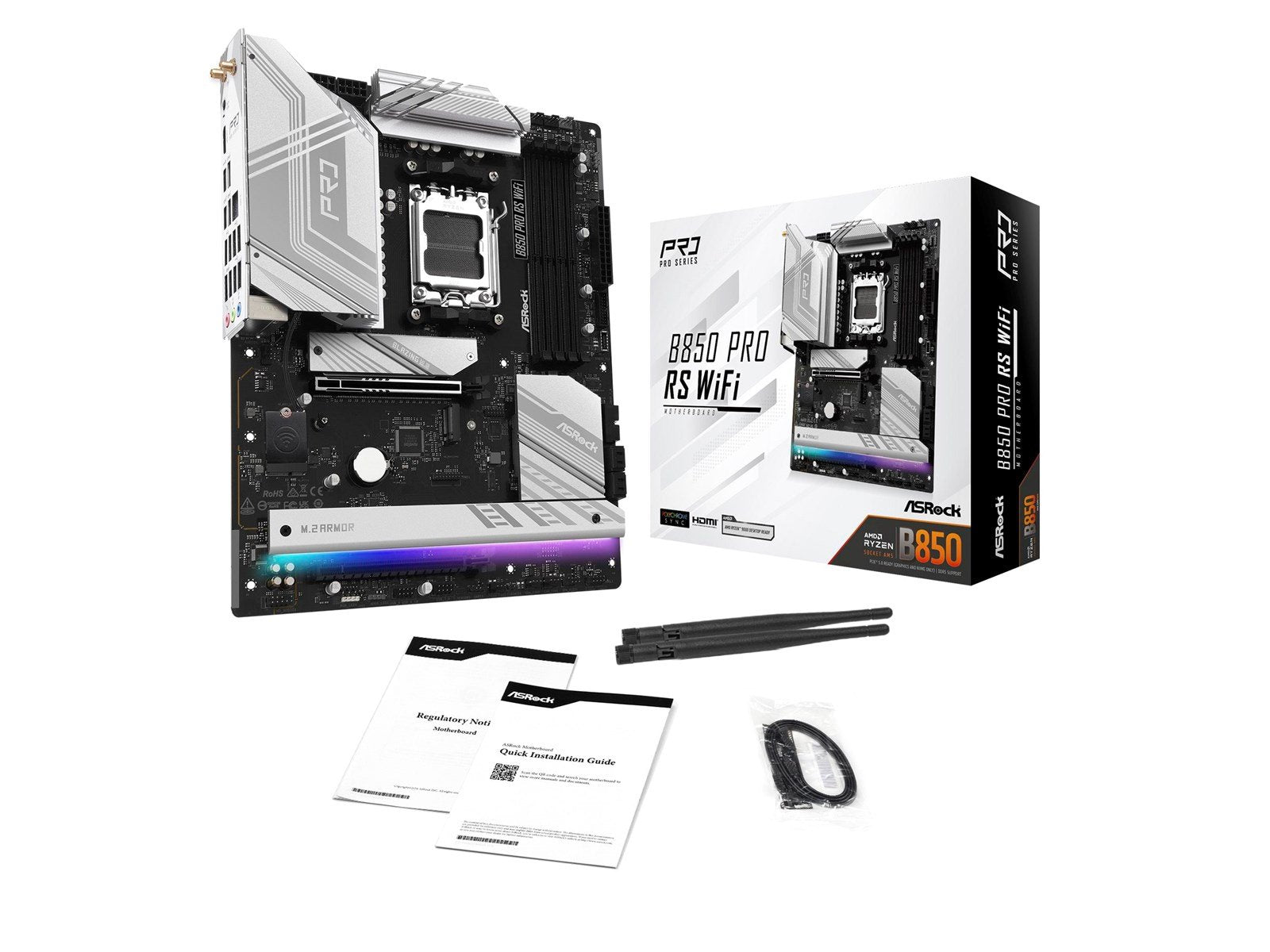 ASRock B850 Pro RS WiFi Mainboard - AMD B850 - AMD AM5 socket - DDR5 RAM - ATX