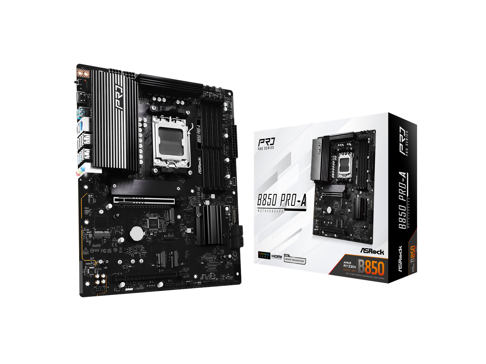 ASRock B850 Pro-A Mainboard - AMD B850 - AMD AM5 socket - DDR5 RAM - ATX