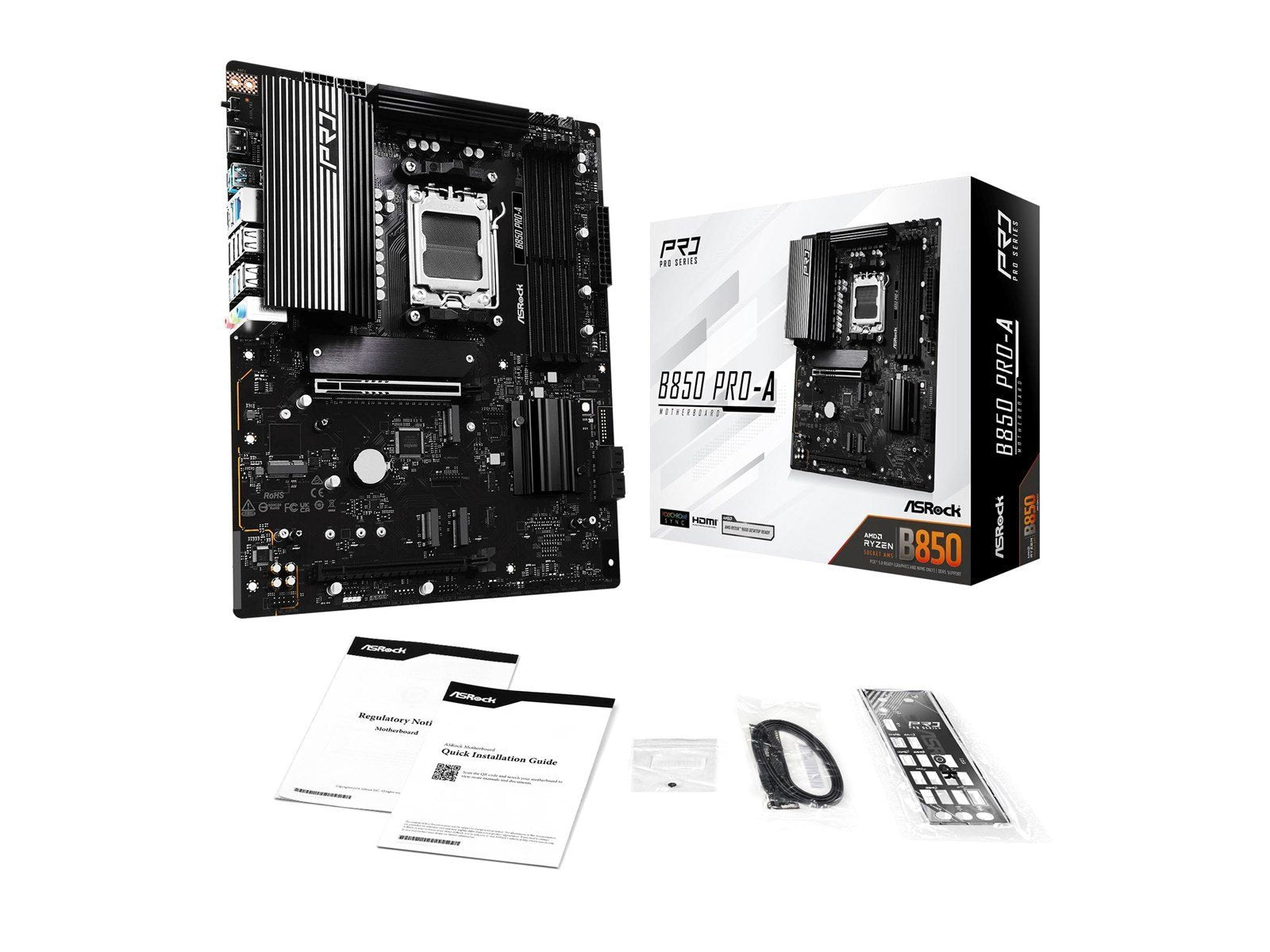 ASRock B850 Pro-A Mainboard - AMD B850 - AMD AM5 socket - DDR5 RAM - ATX