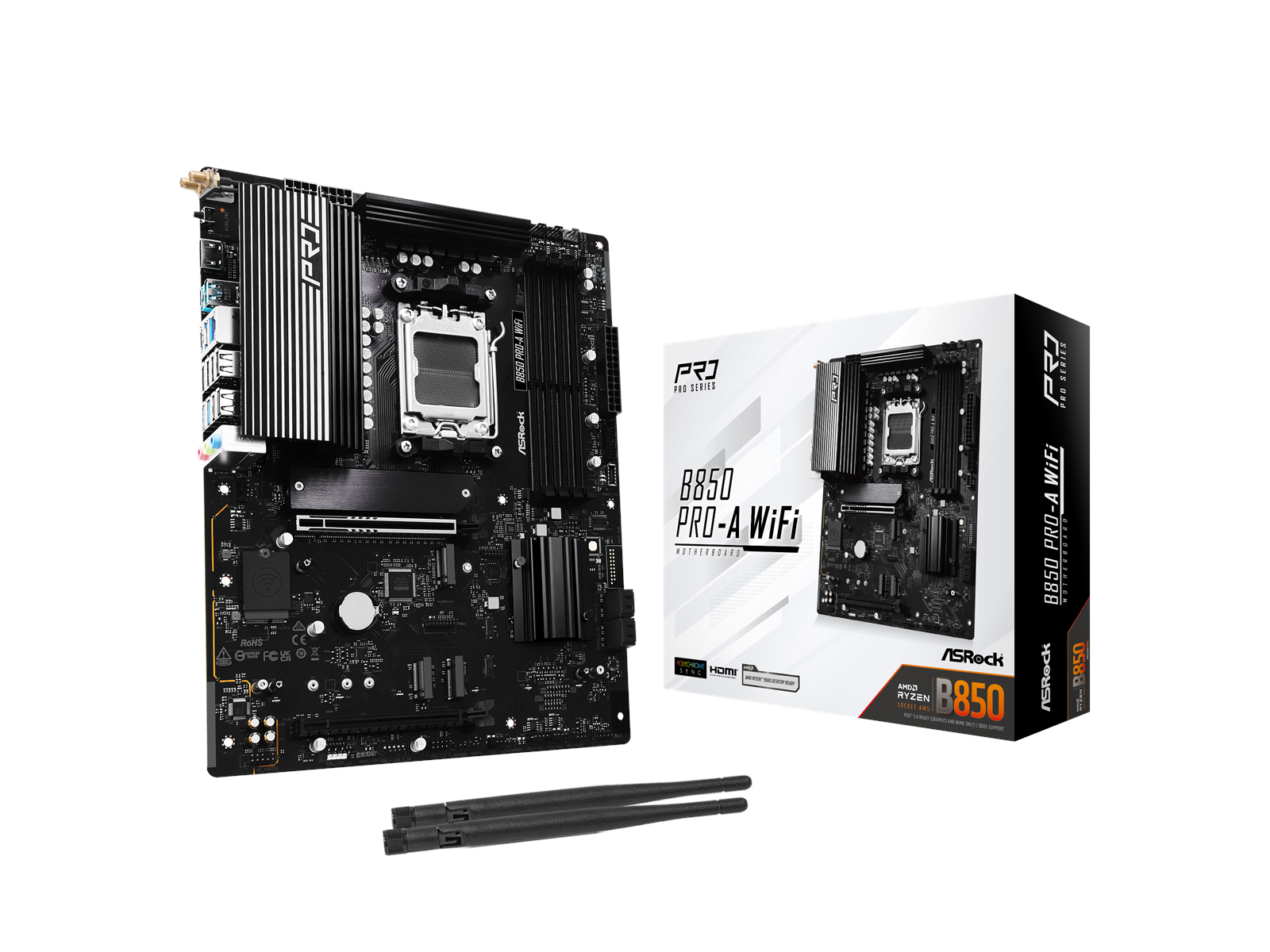 ASRock B850 Pro-A WiFi Mainboard - AMD B850 - AMD AM5 socket - DDR5 RAM - ATX