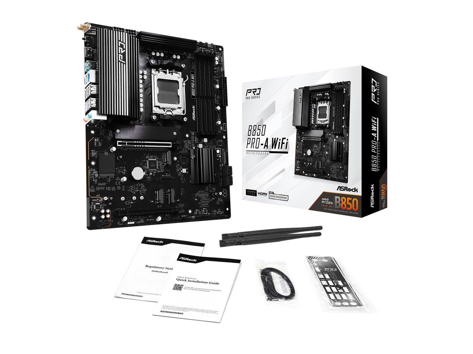 ASRock B850 Pro-A WiFi Mainboard - AMD B850 - AMD AM5 socket - DDR5 RAM - ATX