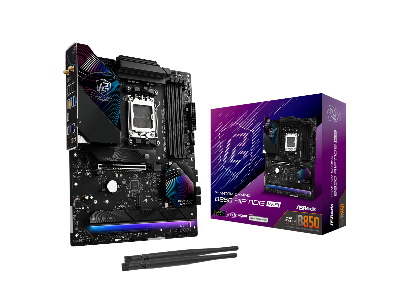 ASRock B850 Riptide WiFi Mainboard - AMD B850 - AMD AM5 socket - DDR5 RAM - ATX