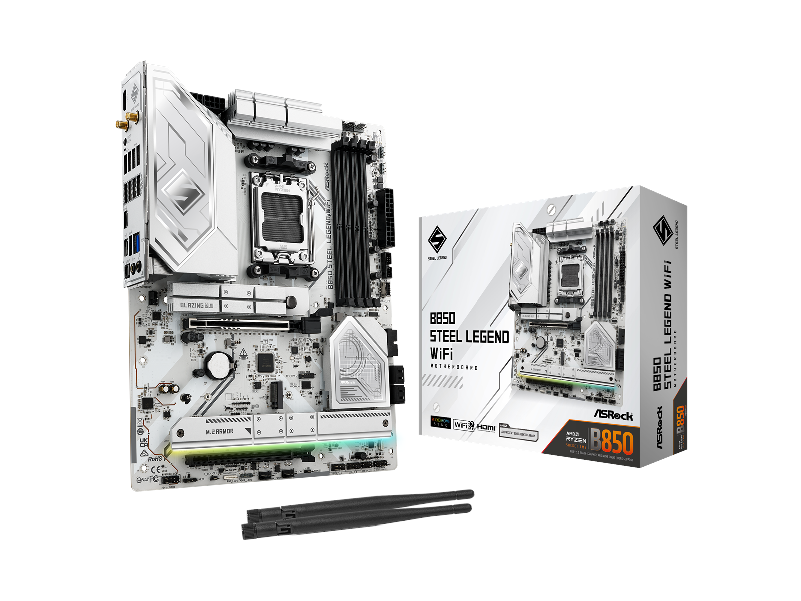 ASRock B850 Steel Legend WiFi Mainboard - AMD B850 - AMD AM5 socket - DDR5 RAM - ATX