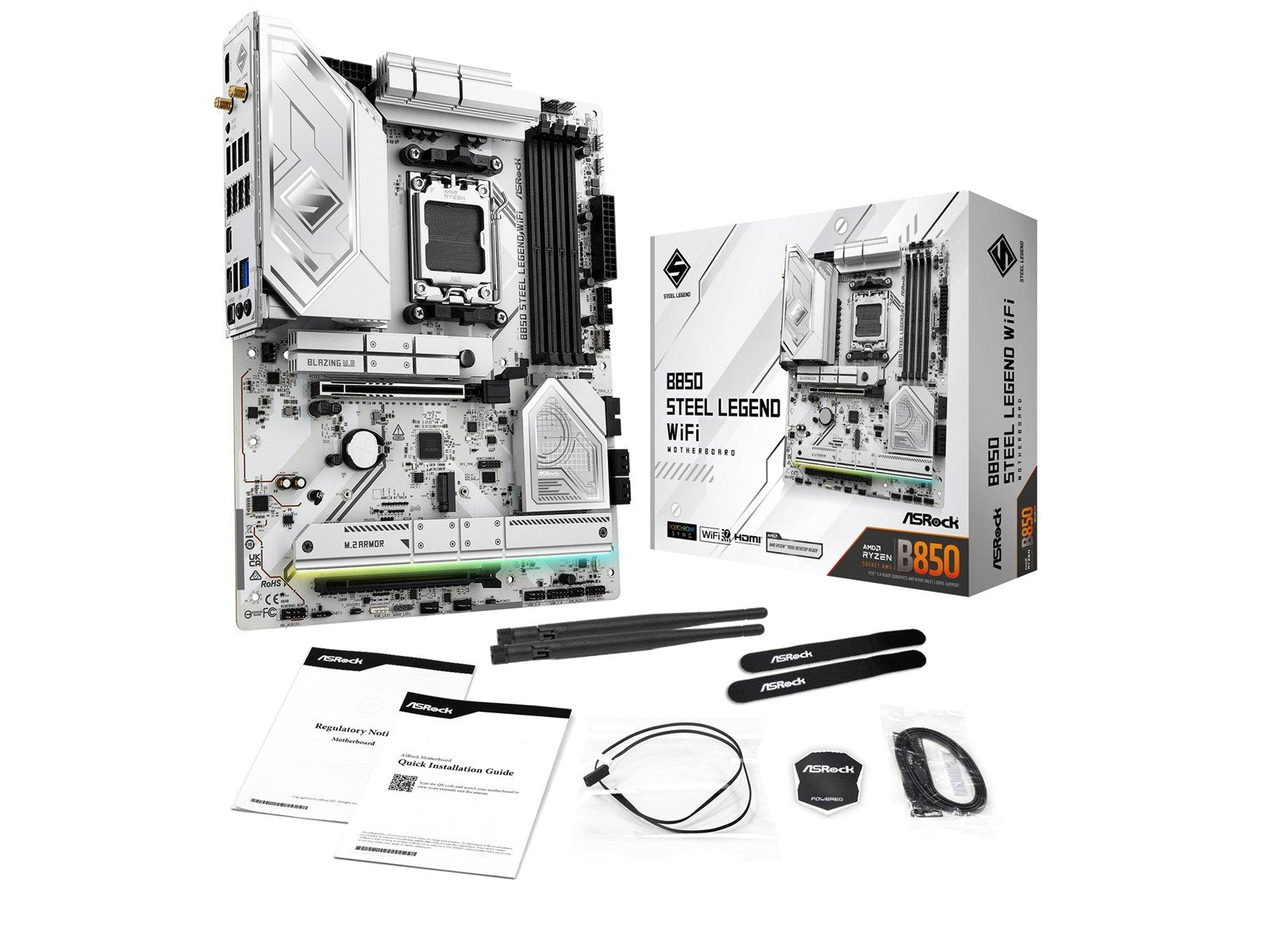 ASRock B850 Steel Legend WiFi Mainboard - AMD B850 - AMD AM5 socket - DDR5 RAM - ATX