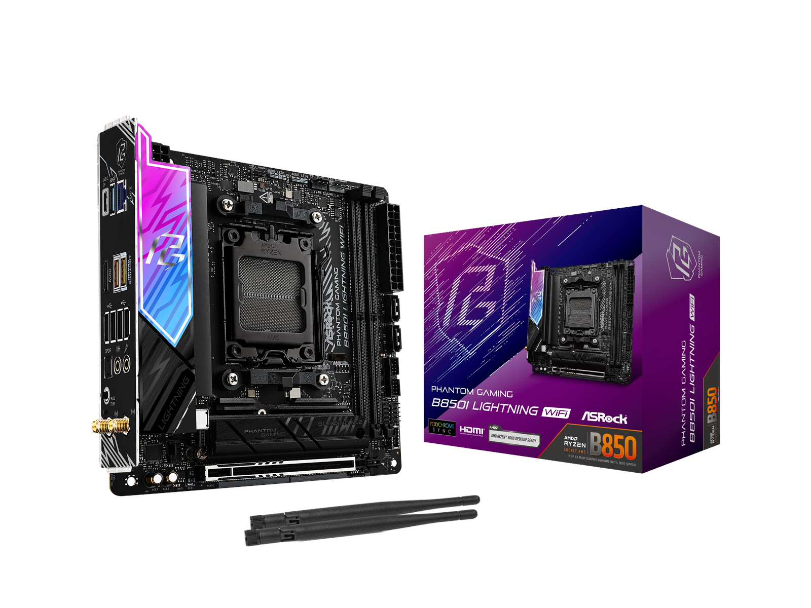 ASRock B850I Lightning WiFi Mainboard - AMD B850 - AMD AM5 socket - DDR5 RAM - Mini-ITX