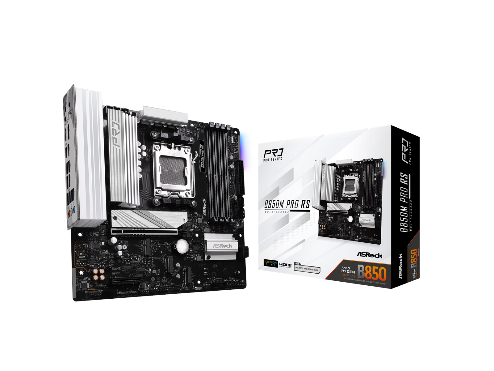 ASRock B850M Pro RS Mainboard - AMD B850 - AMD AM5 socket - DDR5 RAM - Micro-ATX