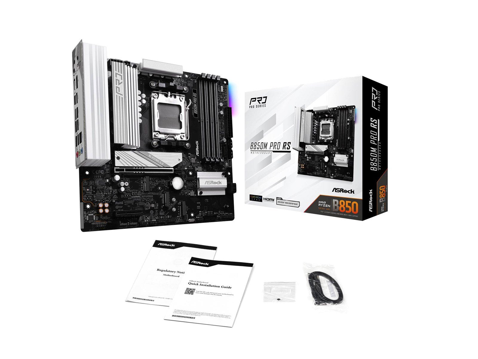 ASRock B850M Pro RS Mainboard - AMD B850 - AMD AM5 socket - DDR5 RAM - Micro-ATX