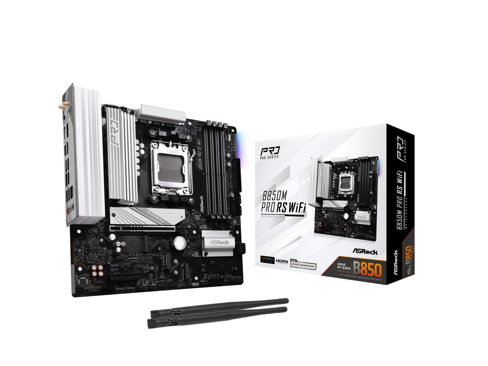 ASRock B850M Pro RS WiFi Mainboard - AMD B850 - AMD AM5 socket - DDR5 RAM - Micro-ATX