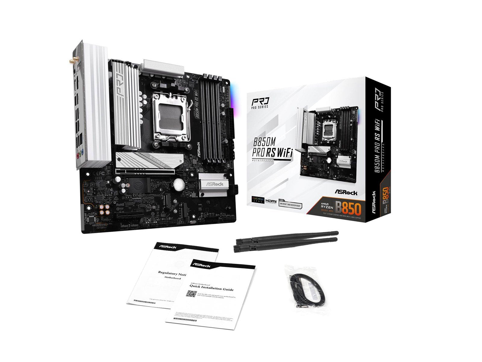 ASRock B850M Pro RS WiFi Mainboard - AMD B850 - AMD AM5 socket - DDR5 RAM - Micro-ATX