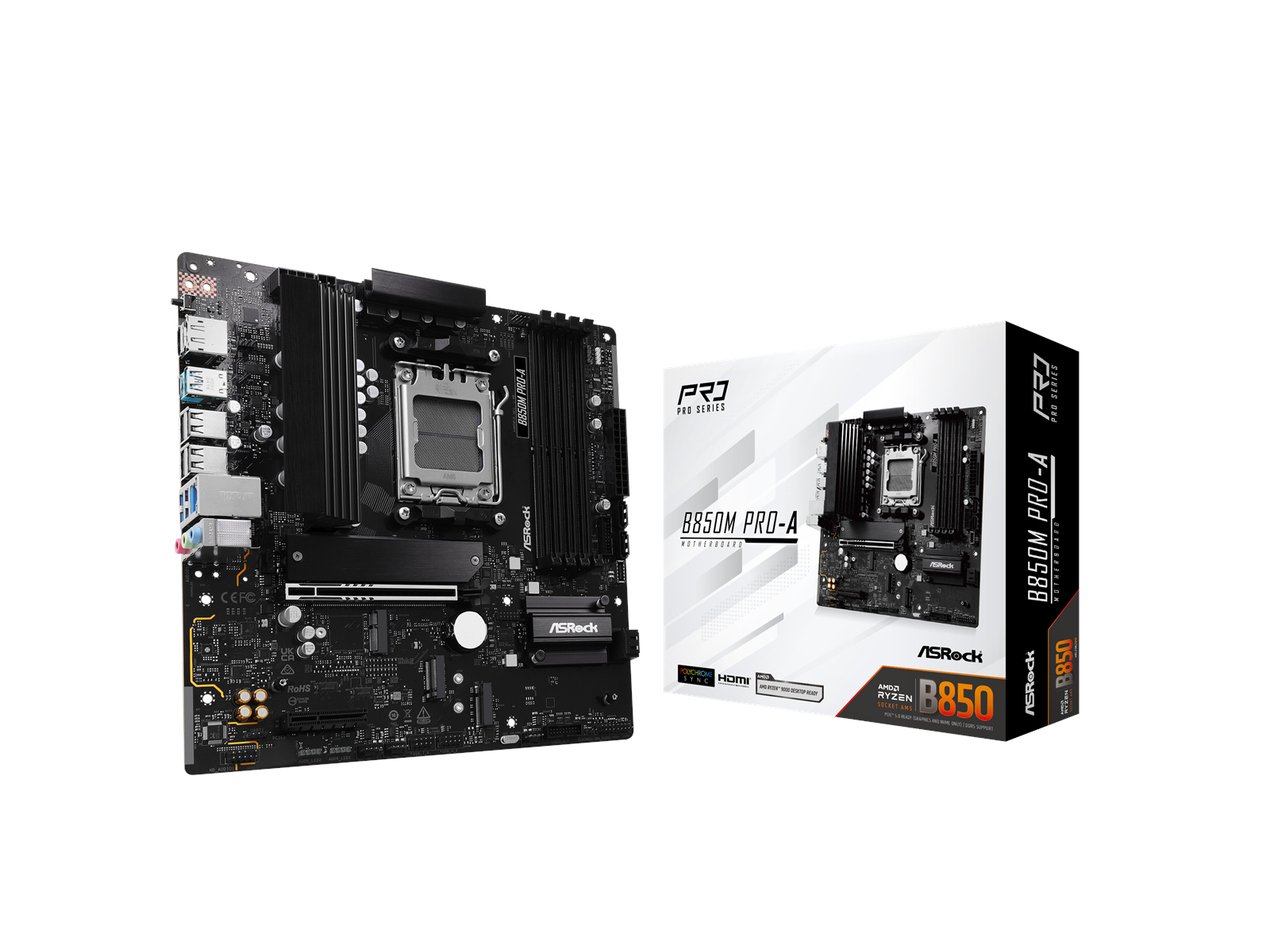 ASRock B850M Pro-A Mainboard - AMD B850 - AMD AM5 socket - DDR5 RAM - Micro-ATX