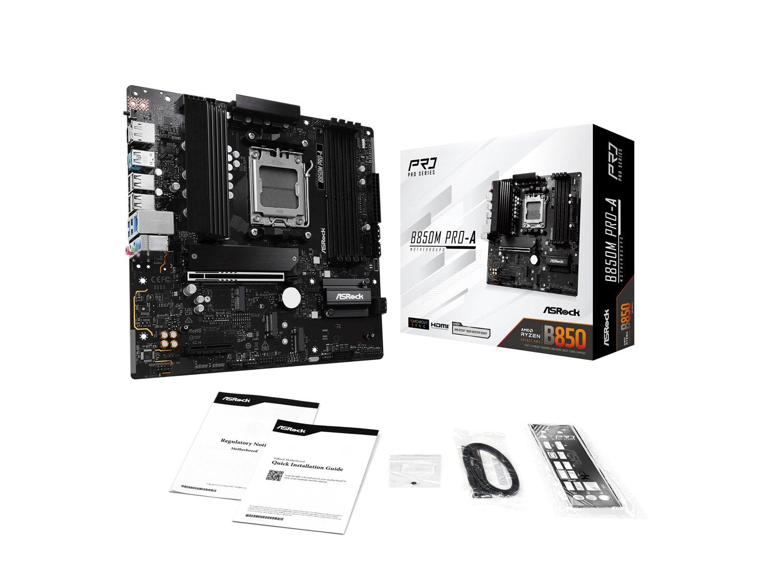 ASRock B850M Pro-A Mainboard - AMD B850 - AMD AM5 socket - DDR5 RAM - Micro-ATX