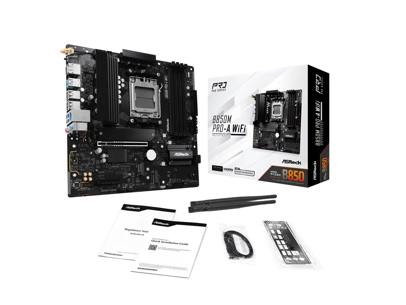 ASRock B850M Pro-A WiFi Mainboard - AMD B850 - AMD AM5 socket - DDR5 RAM - Micro-ATX