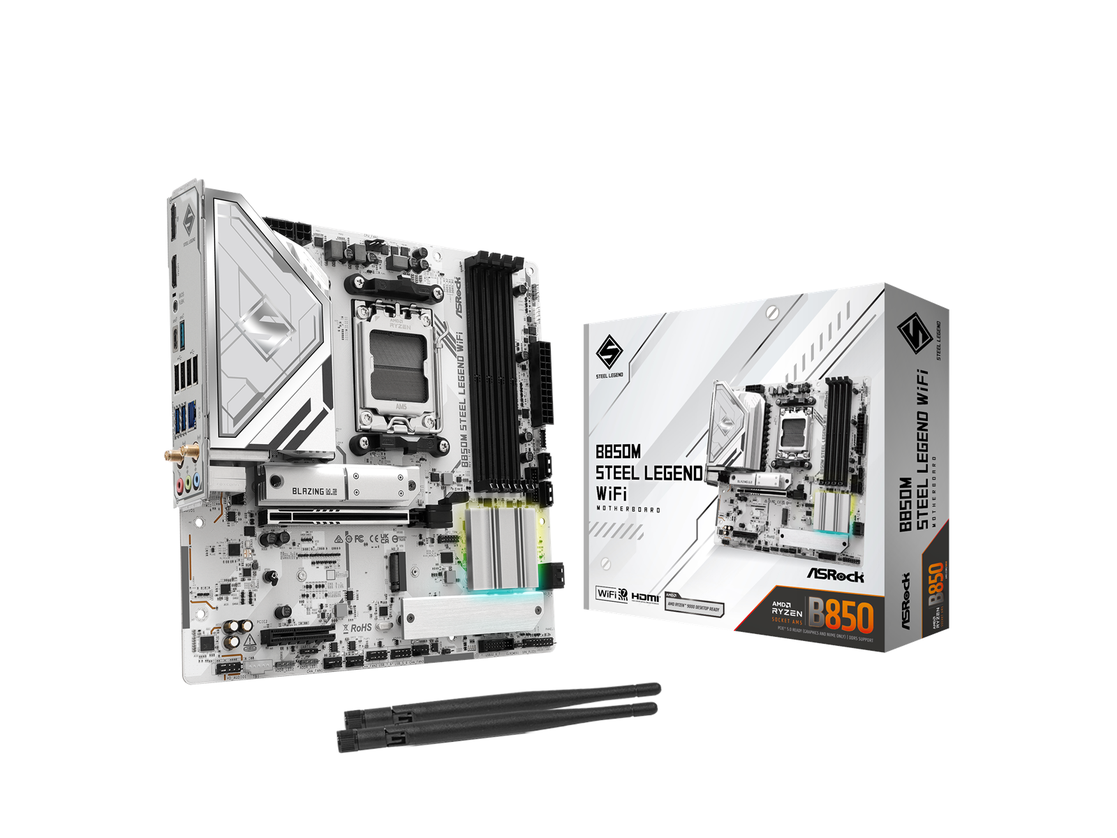 ASRock B850M Steel Legend WiFi Mainboard - AMD B850 - AMD AM5 socket - DDR5 RAM - Micro-ATX