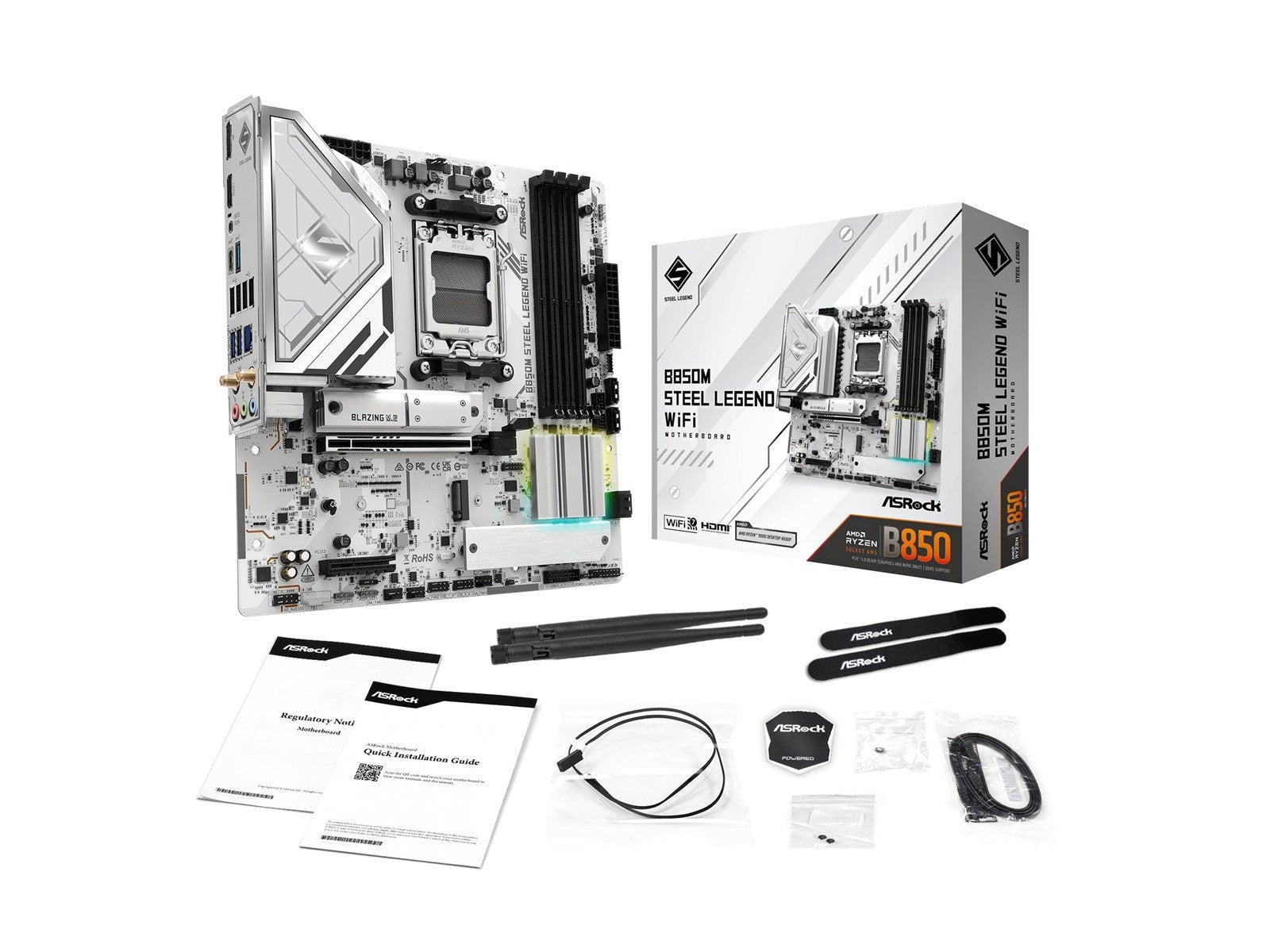 ASRock B850M Steel Legend WiFi Mainboard - AMD B850 - AMD AM5 socket - DDR5 RAM - Micro-ATX