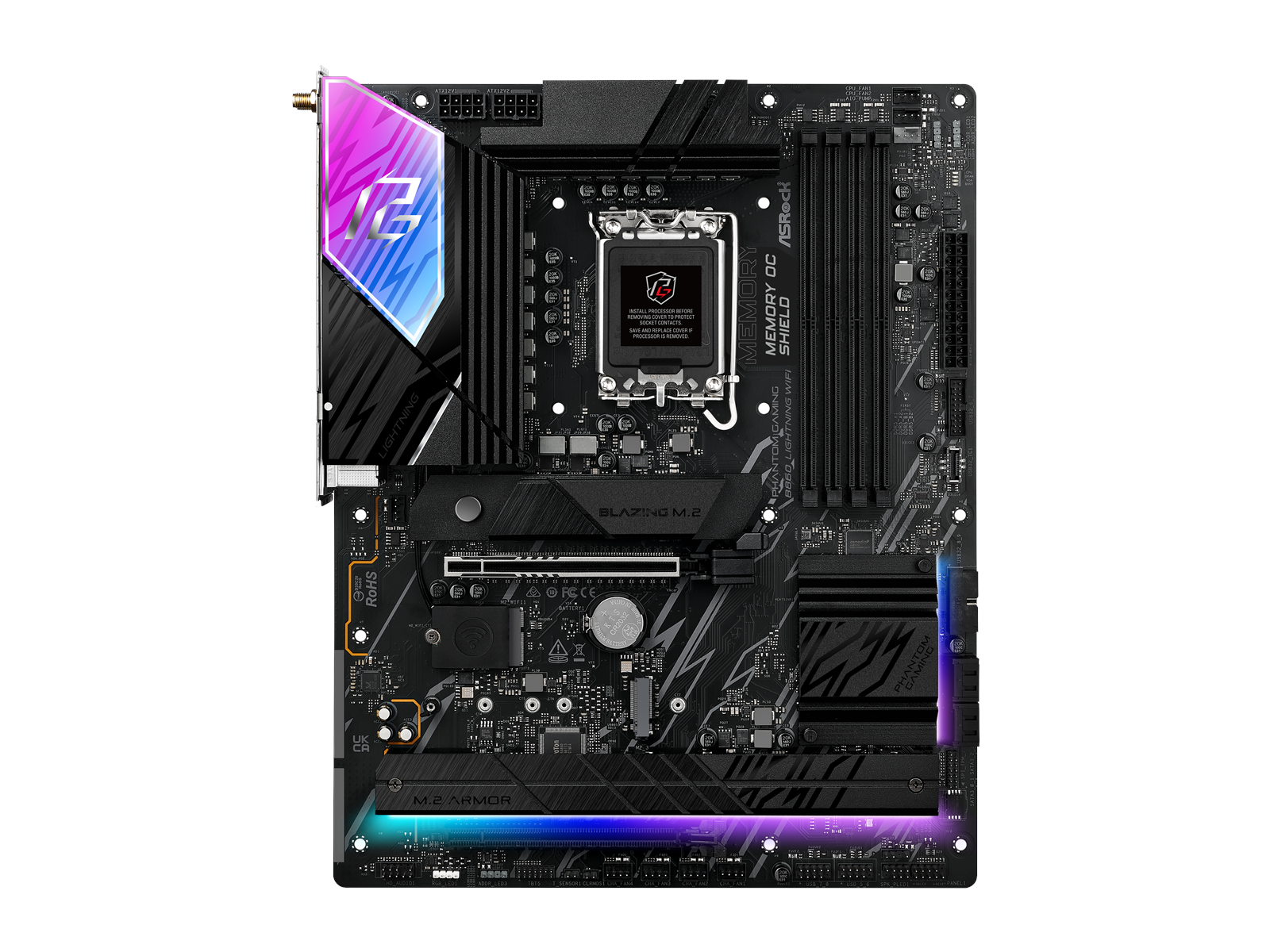 ASRock B860 Lightning WiFi Mainboard - Intel B860 - Intel LGA1851 socket - DDR5 RAM - ATX