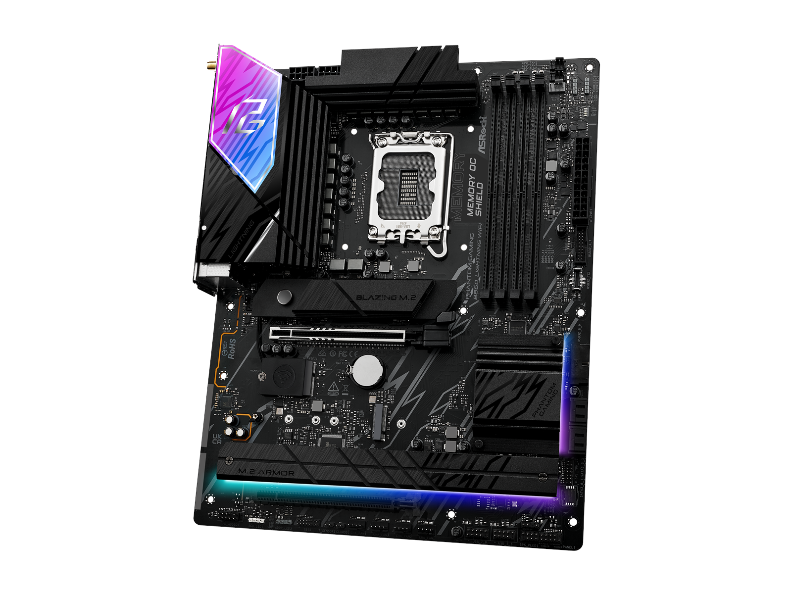 ASRock B860 Lightning WiFi Mainboard - Intel B860 - Intel LGA1851 socket - DDR5 RAM - ATX