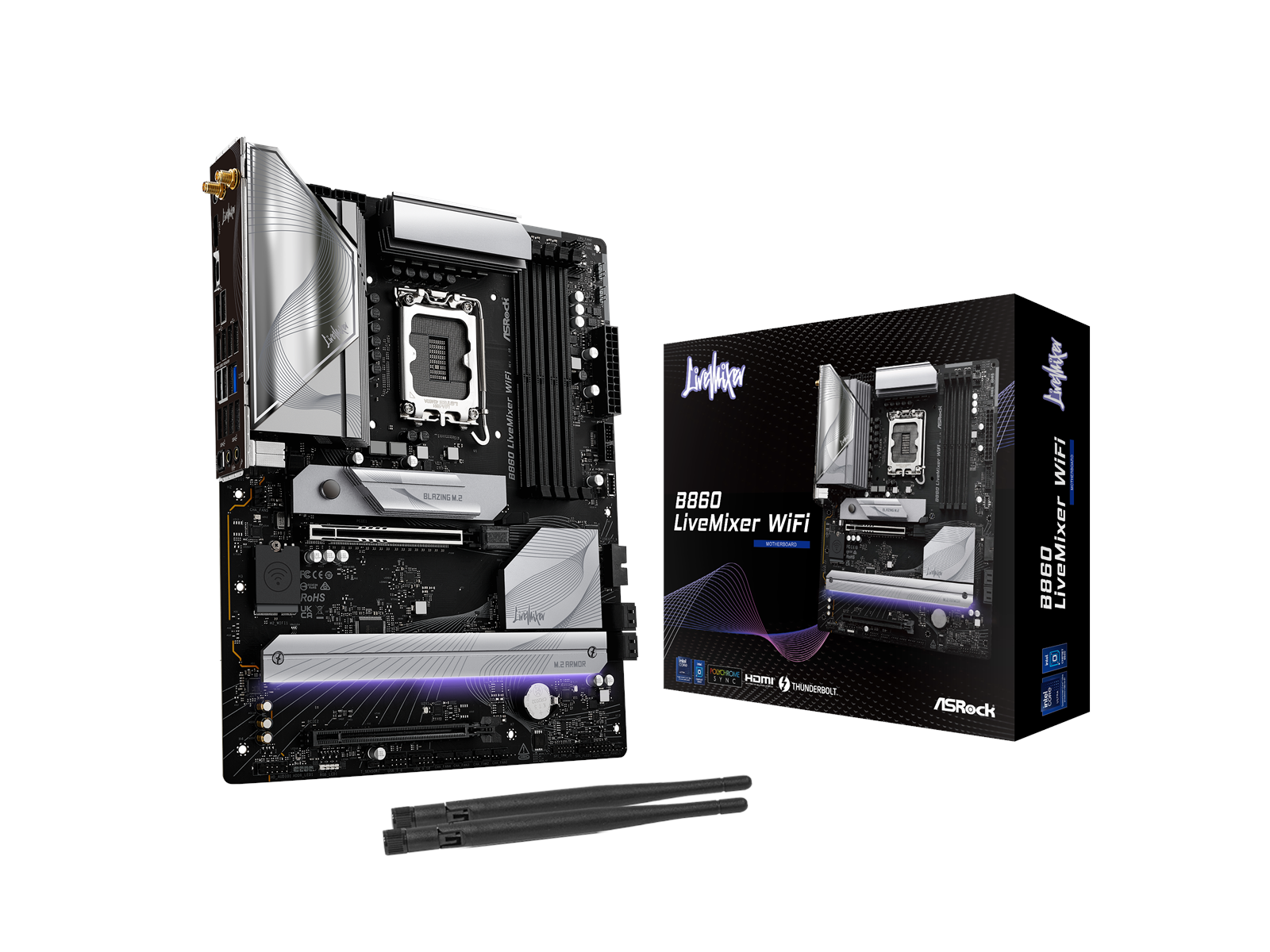 ASRock B860 LiveMixer WiFi Mainboard - Intel B860 - Intel LGA1851 socket - DDR5 RAM - ATX