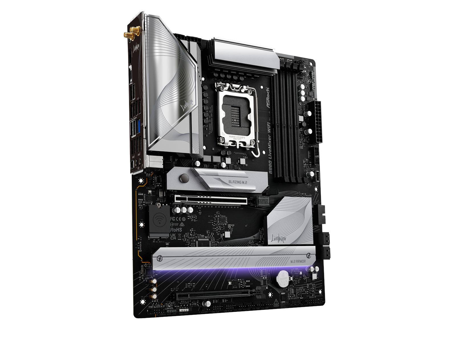 ASRock B860 LiveMixer WiFi Mainboard - Intel B860 - Intel LGA1851 socket - DDR5 RAM - ATX