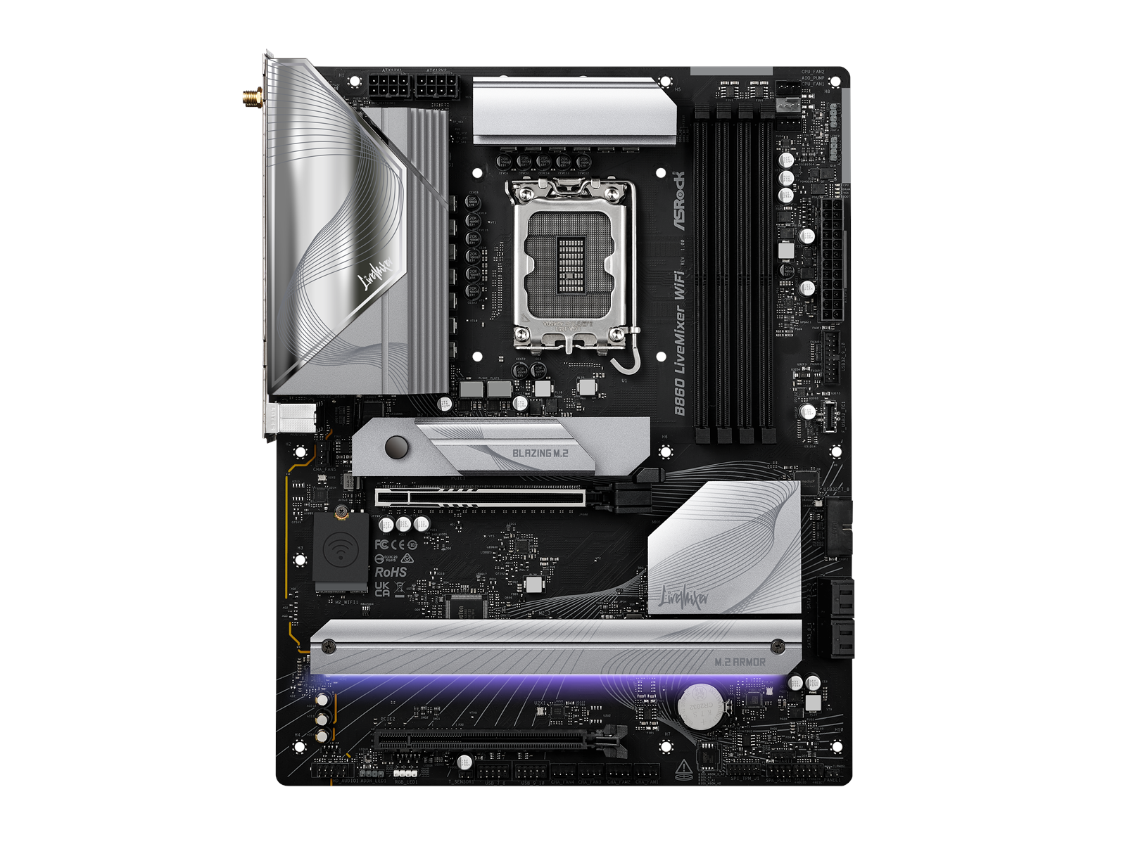 ASRock B860 LiveMixer WiFi Mainboard - Intel B860 - Intel LGA1851 socket - DDR5 RAM - ATX