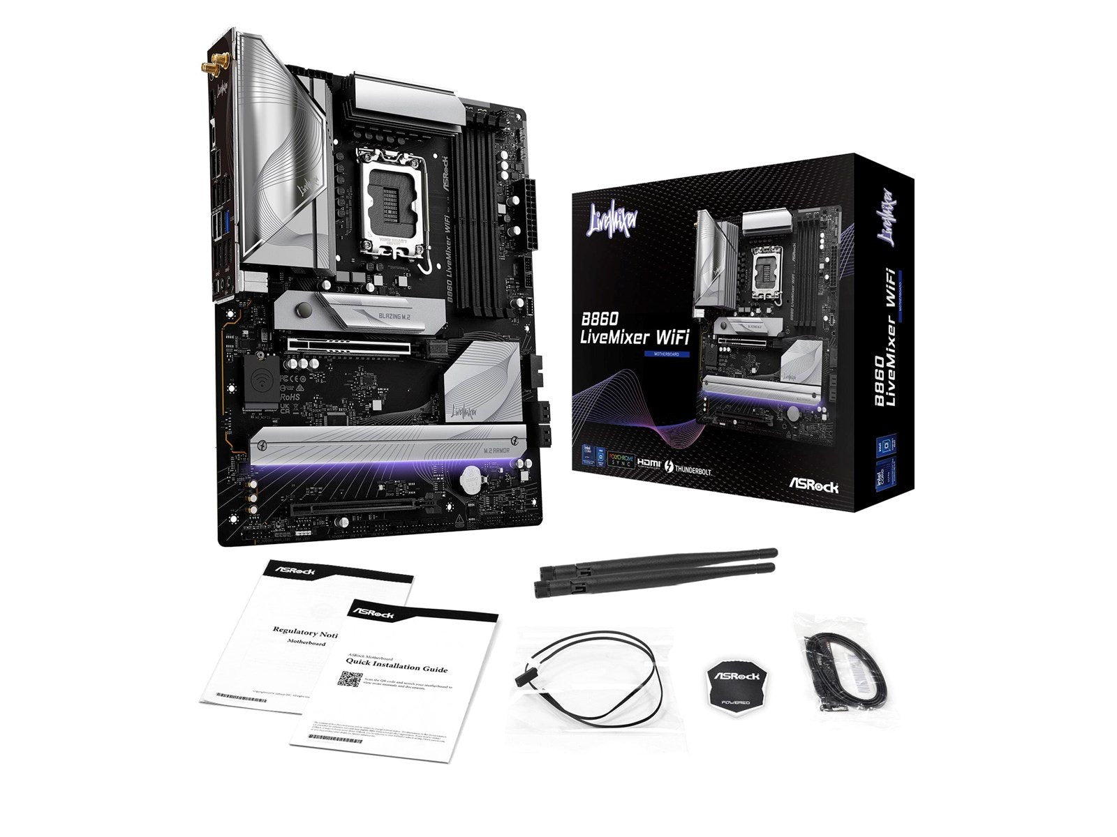 ASRock B860 LiveMixer WiFi Mainboard - Intel B860 - Intel LGA1851 socket - DDR5 RAM - ATX