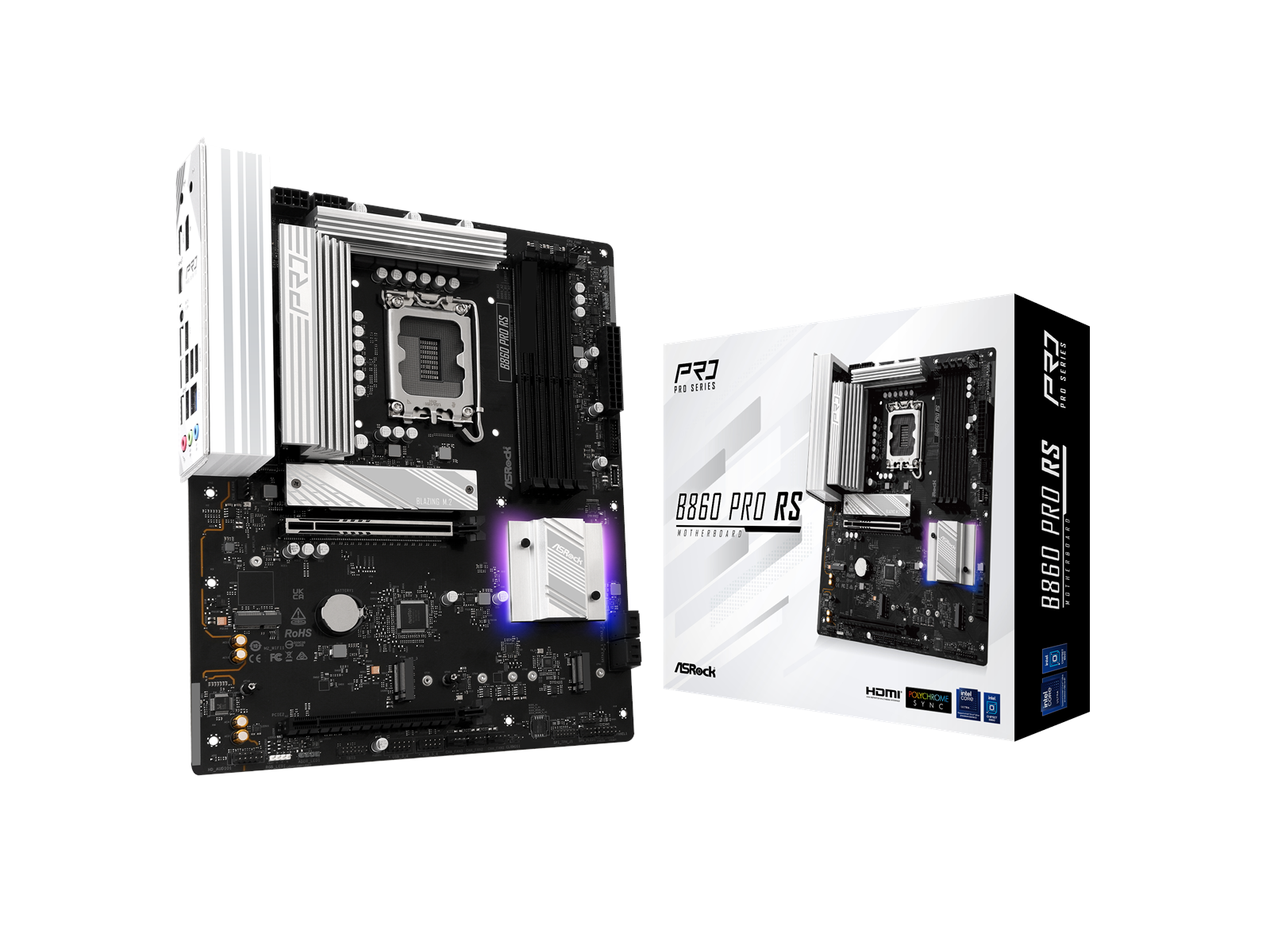 ASRock B860 Pro RS Mainboard - Intel B860 - Intel LGA1851 socket - DDR5 RAM - ATX