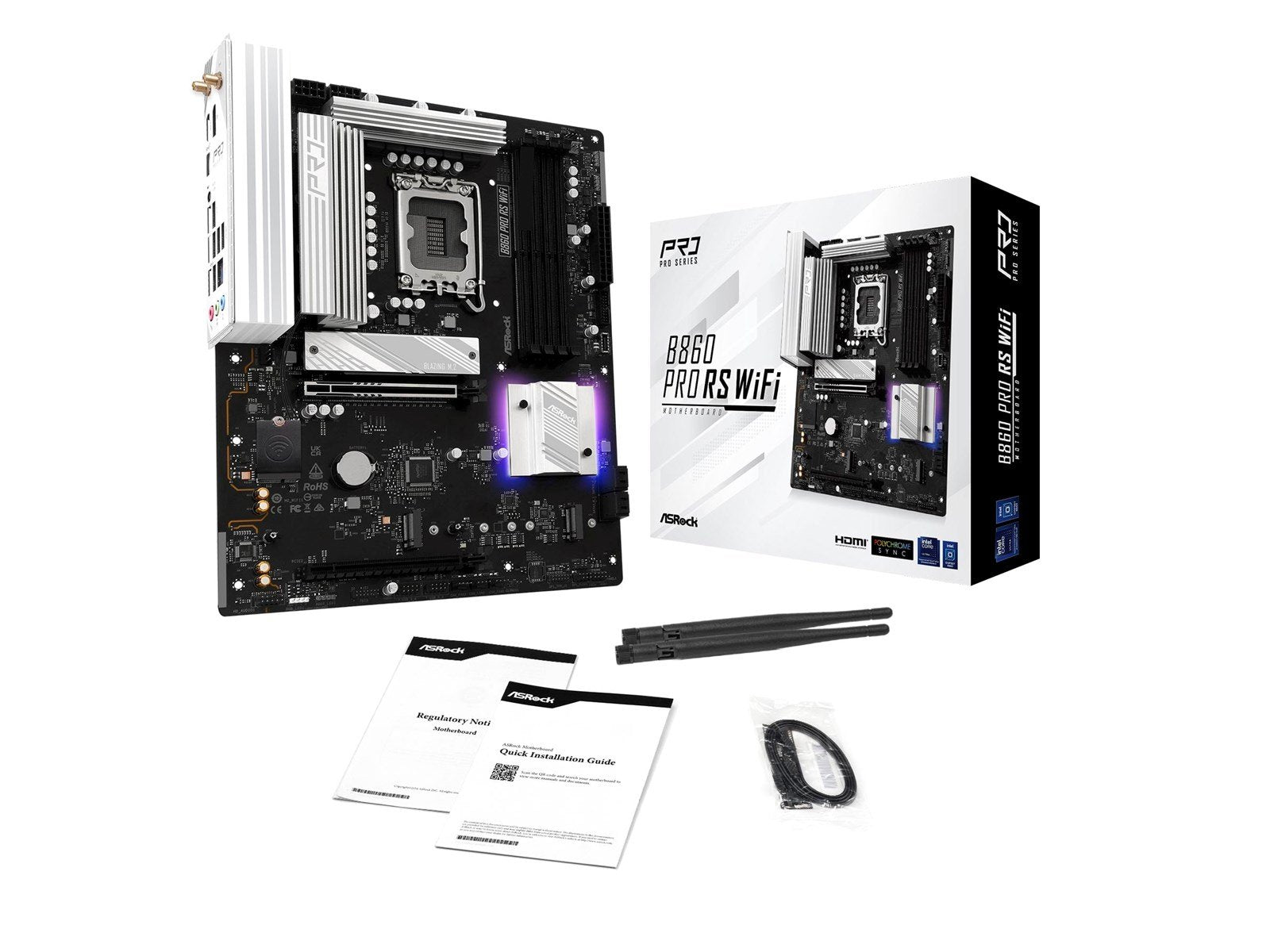 ASRock B860 Pro RS WiFi Mainboard - Intel B860 - Intel LGA1851 socket - DDR5 RAM - ATX