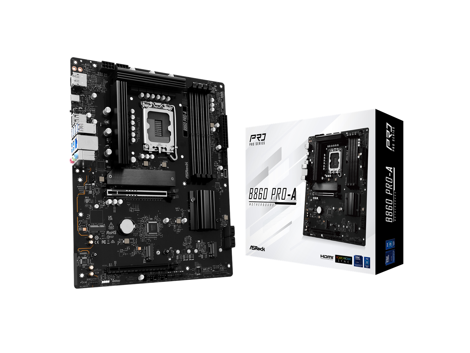 ASRock B860 Pro-A Mainboard - Intel B860 - Intel LGA1851 socket - DDR5 RAM - ATX