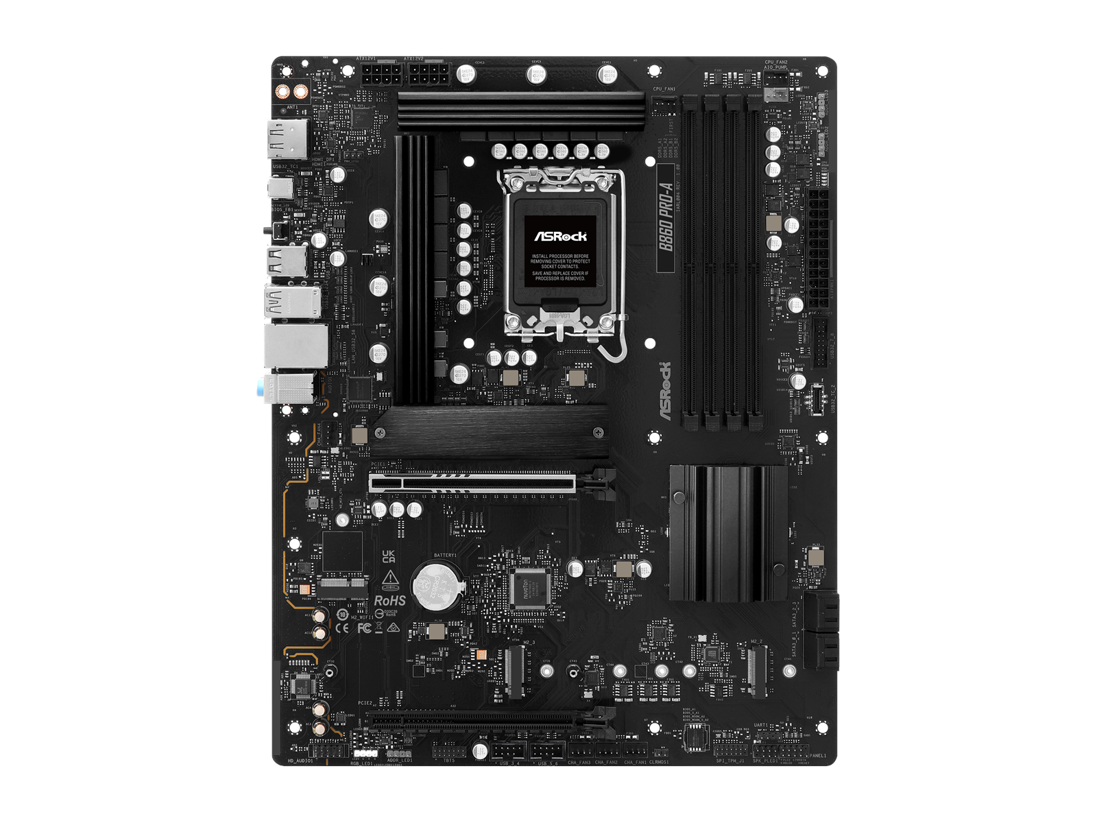 ASRock B860 Pro-A Mainboard - Intel B860 - Intel LGA1851 socket - DDR5 RAM - ATX