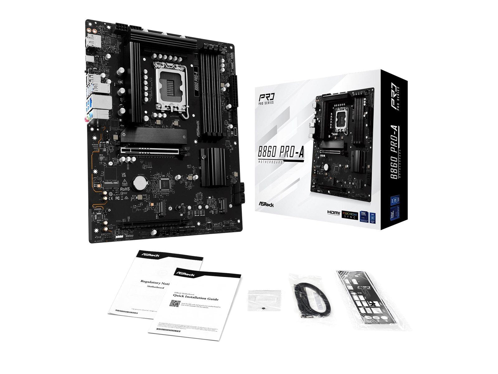 ASRock B860 Pro-A Mainboard - Intel B860 - Intel LGA1851 socket - DDR5 RAM - ATX
