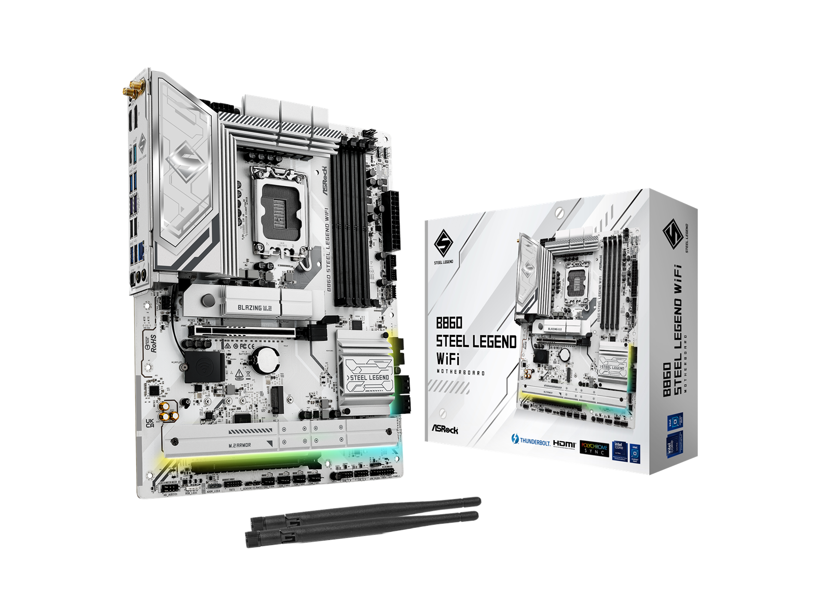 ASRock B860 Steel Legend WiFi Mainboard - Intel B860 - Intel LGA1851 socket - DDR5 RAM - ATX