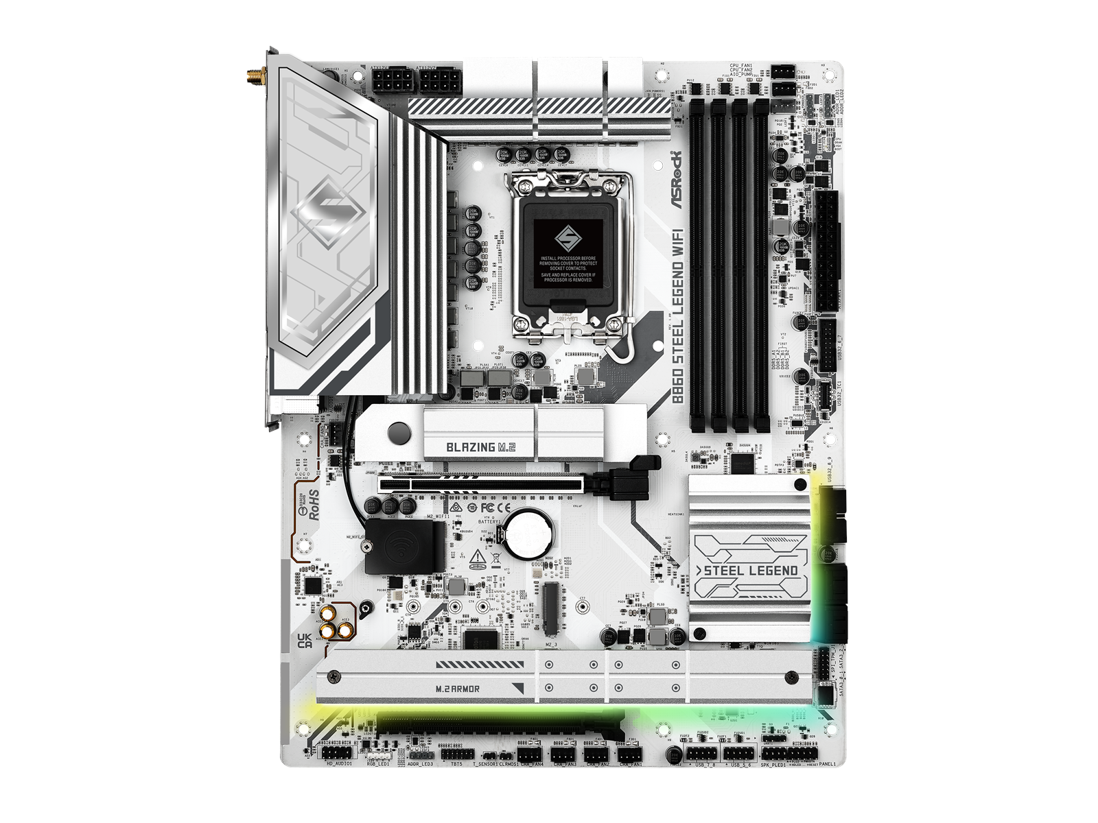 ASRock B860 Steel Legend WiFi Mainboard - Intel B860 - Intel LGA1851 socket - DDR5 RAM - ATX