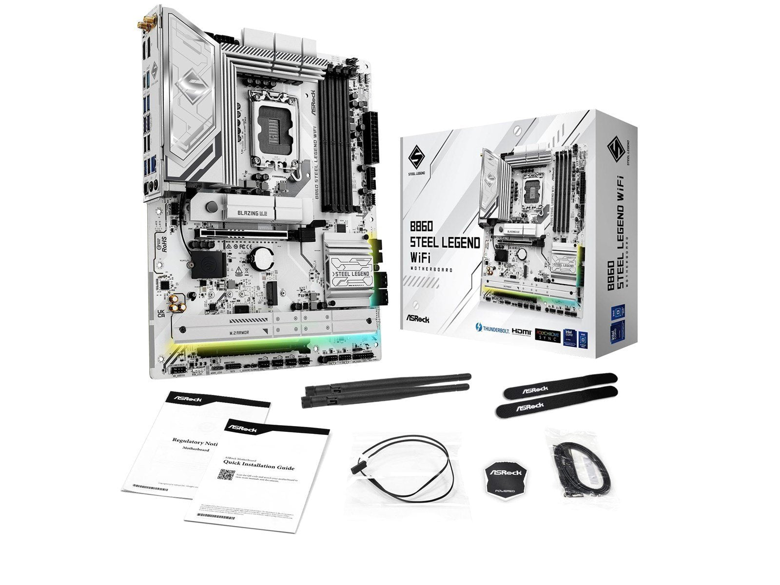 ASRock B860 Steel Legend WiFi Mainboard - Intel B860 - Intel LGA1851 socket - DDR5 RAM - ATX