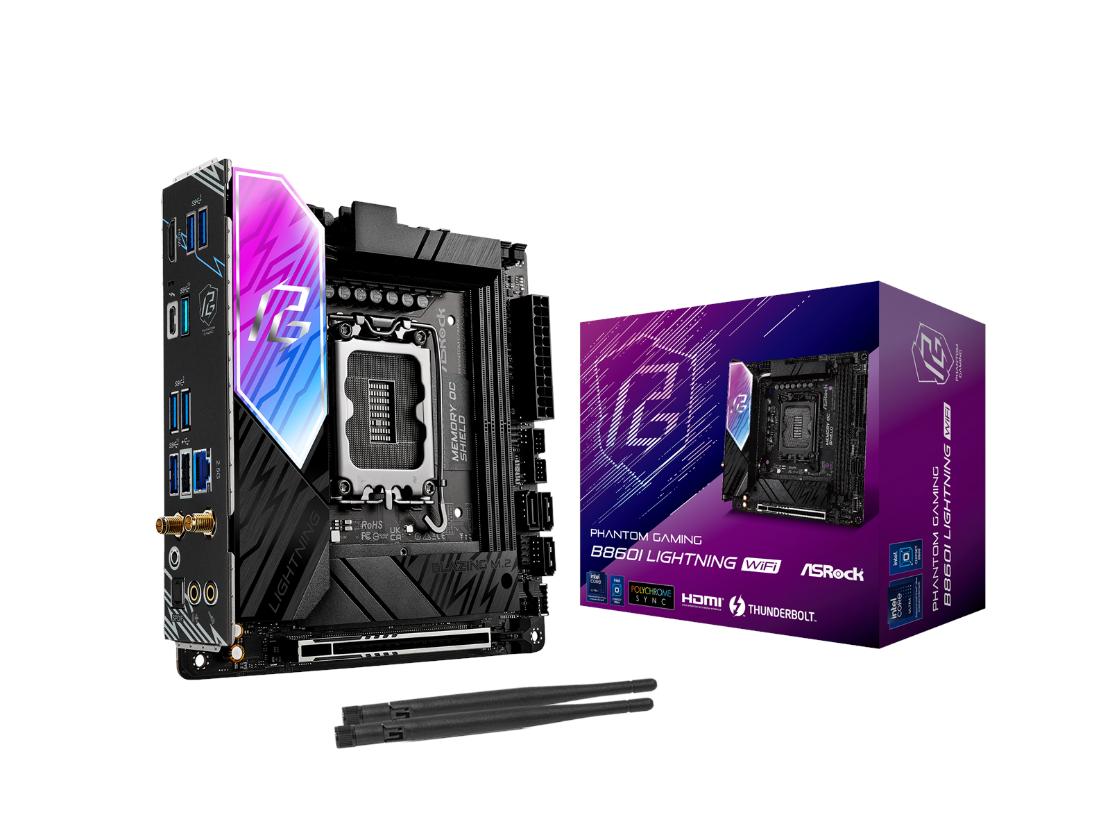 ASRock B860I Lightning WiFi Mainboard - Intel B860 - Intel LGA1851 socket - DDR5 RAM - Mini-ITX