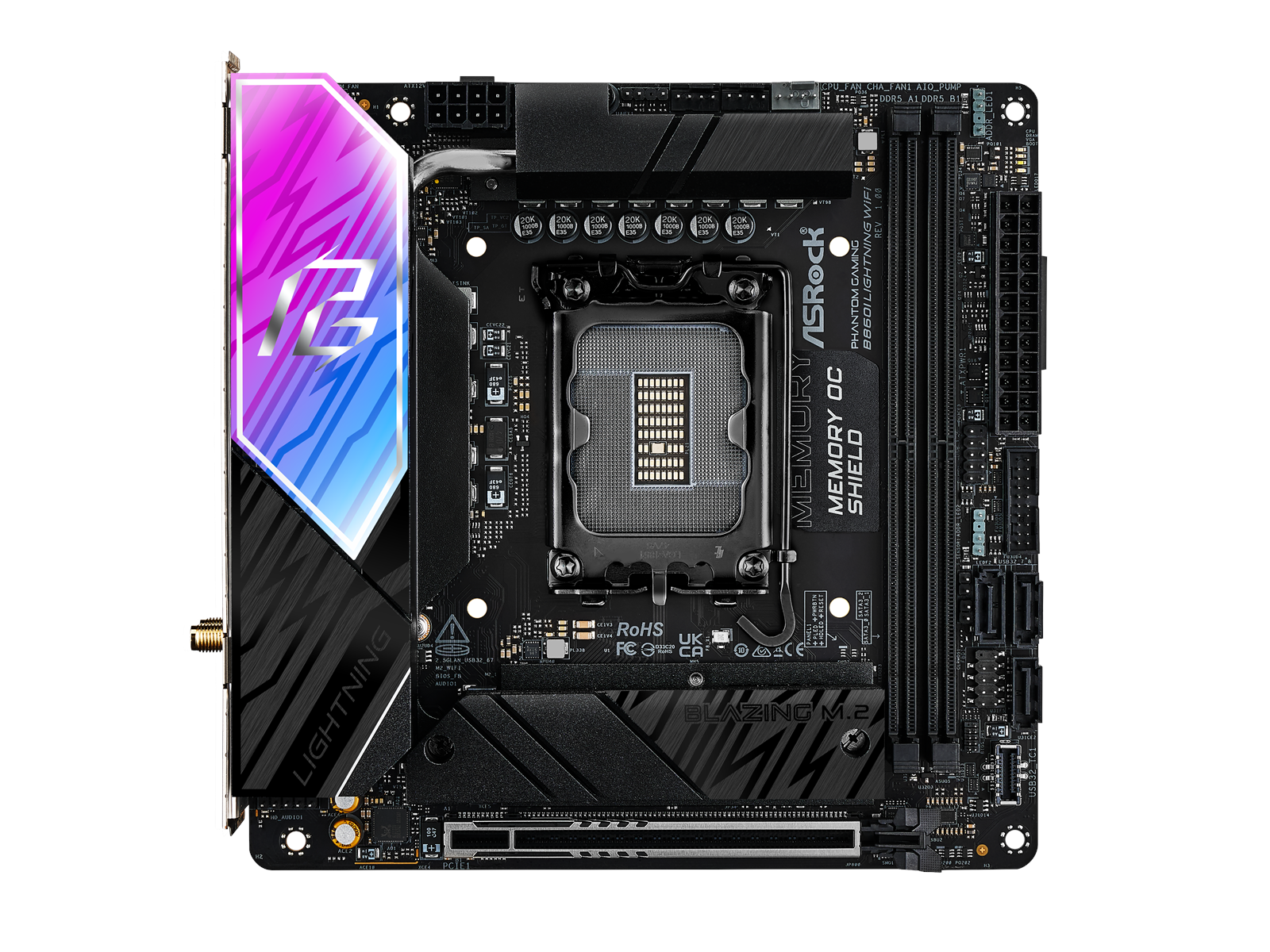 ASRock B860I Lightning WiFi Mainboard - Intel B860 - Intel LGA1851 socket - DDR5 RAM - Mini-ITX