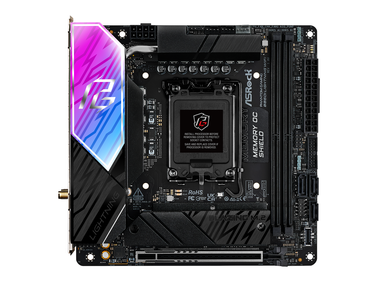 ASRock B860I Lightning WiFi Mainboard - Intel B860 - Intel LGA1851 socket - DDR5 RAM - Mini-ITX